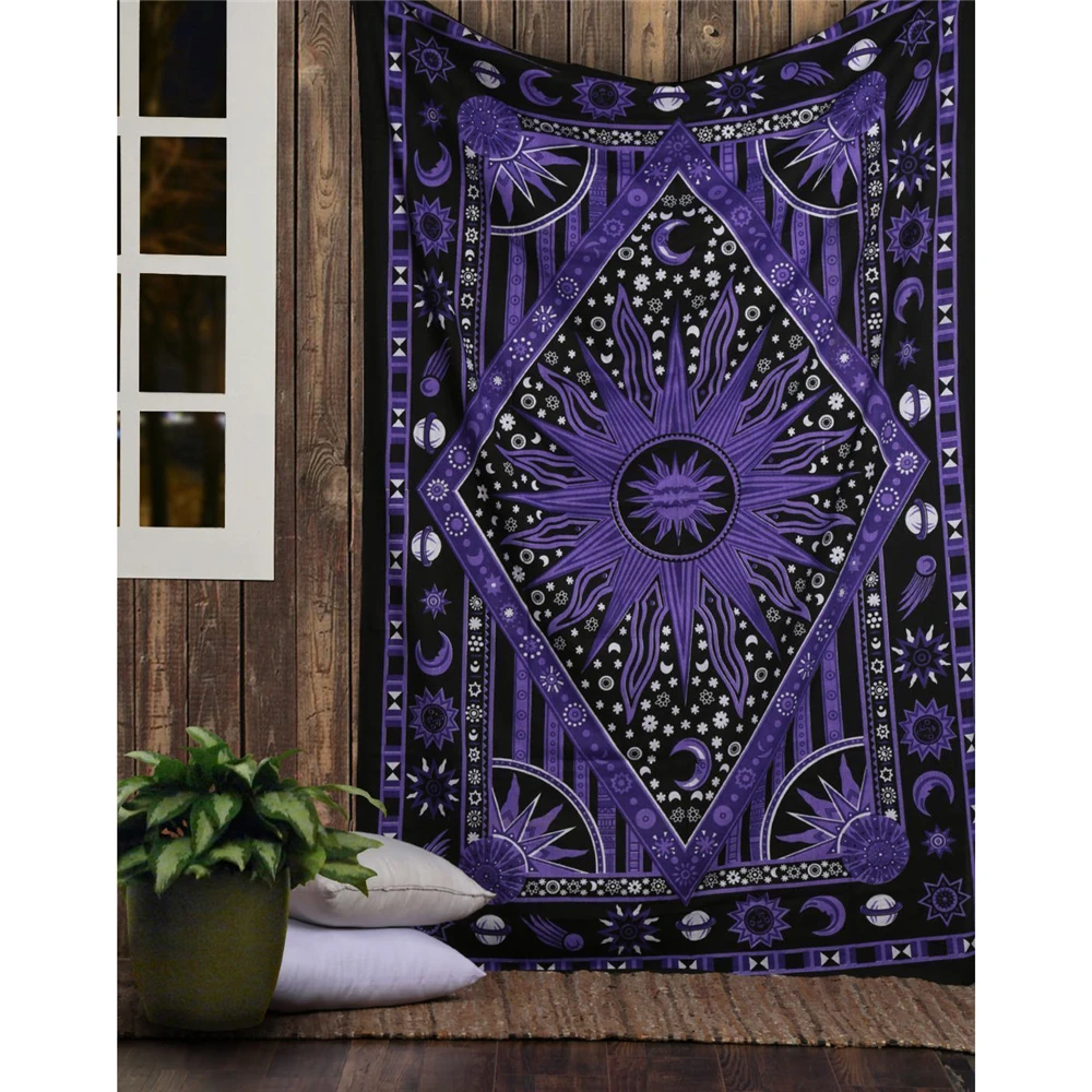Home Decor Indonesia - พรมทอแขวนผนังสไตล์ฮิปปี้สำหรับห้องนอนห้องนั่งเล่นตกแต่งฉากหลังแบบโบฮีเมียนการตกแต่งบ้านสวยงาม