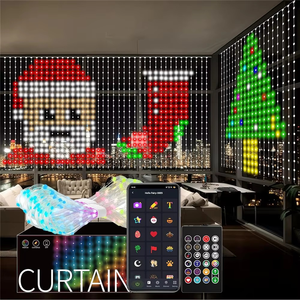Home Decor Free App - ไฟม่านพิกเซล RGB อัจฉริยะ ควบคุมผ่านแอปบลูทูธ ปรับแต่งข้อความได้ ไฟ