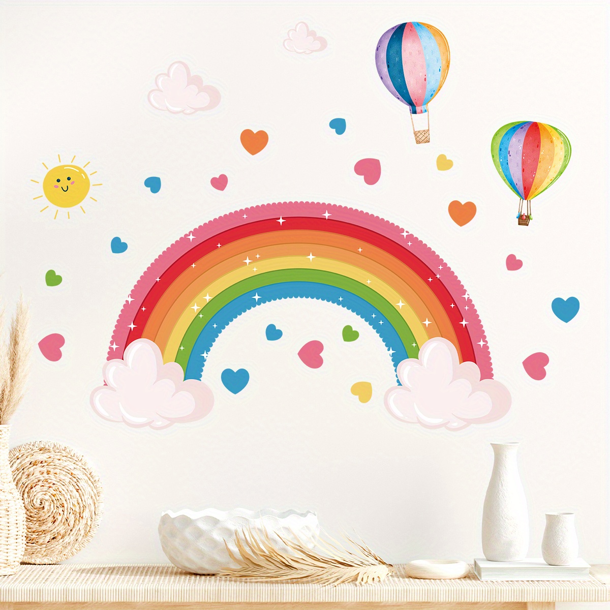 การ์ตูนน่ารักสายรุ้งหัวใจสีสัน - Home Decor Y2K บทวิจารณ์และราคา
