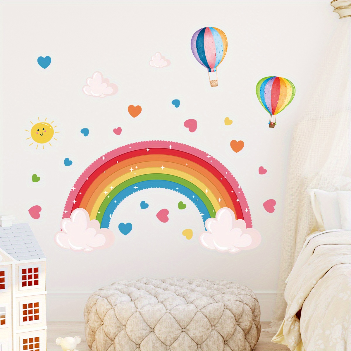 การ์ตูนน่ารักสายรุ้งหัวใจสีสัน - Home Decor Y2K บทวิจารณ์และราคา