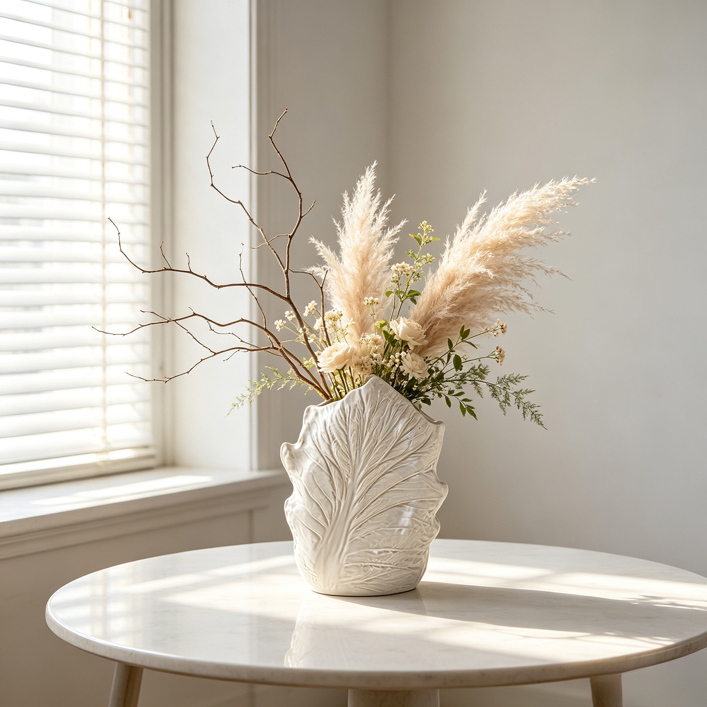 แจกันเซรามิกรูปใบไม้สำหรับดอกแ - Pampas Grass Decor บทวิจารณ์และราคา