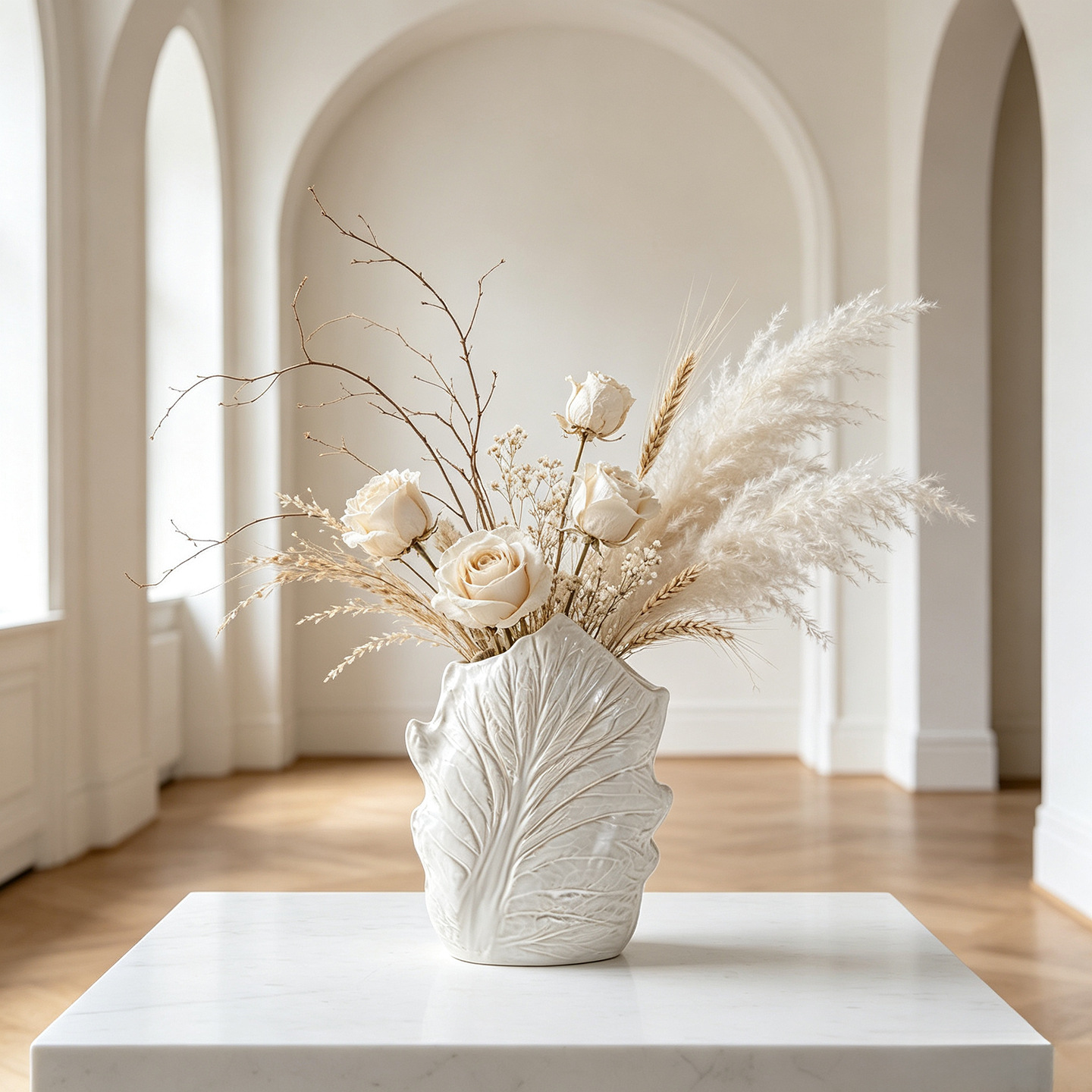 แจกันเซรามิกรูปใบไม้สำหรับดอกแ - Pampas Grass Decor บทวิจารณ์และราคา