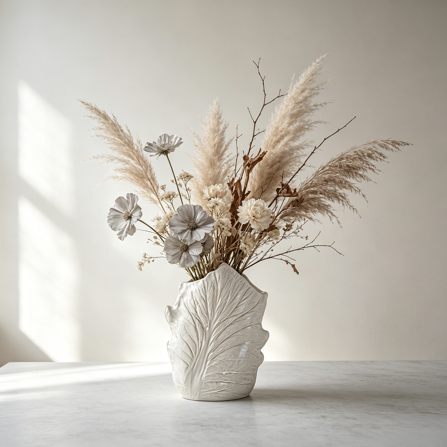 แจกันเซรามิกรูปใบไม้สำหรับดอกแ - Pampas Grass Decor บทวิจารณ์และราคา