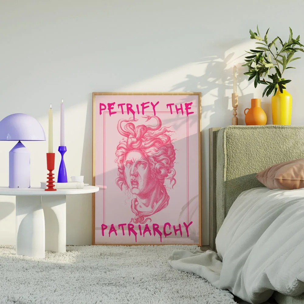 ภาพพิมพ์บนผ้าใบลายตัวอักษรสีสั - Home Decor Y2K บทวิจารณ์และราคา