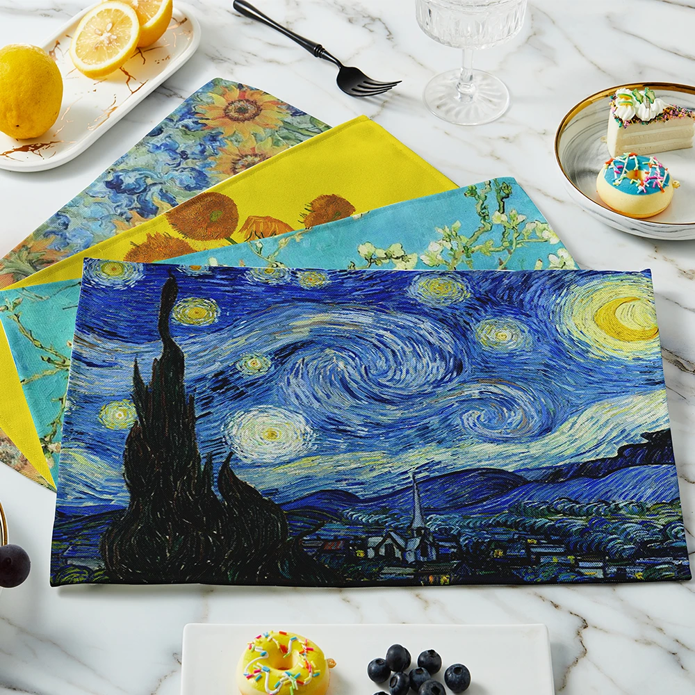 ใหม่ Van Gogh ภาพวาดตาราง Vint - Linen Table Runner บทวิจารณ์และราคา