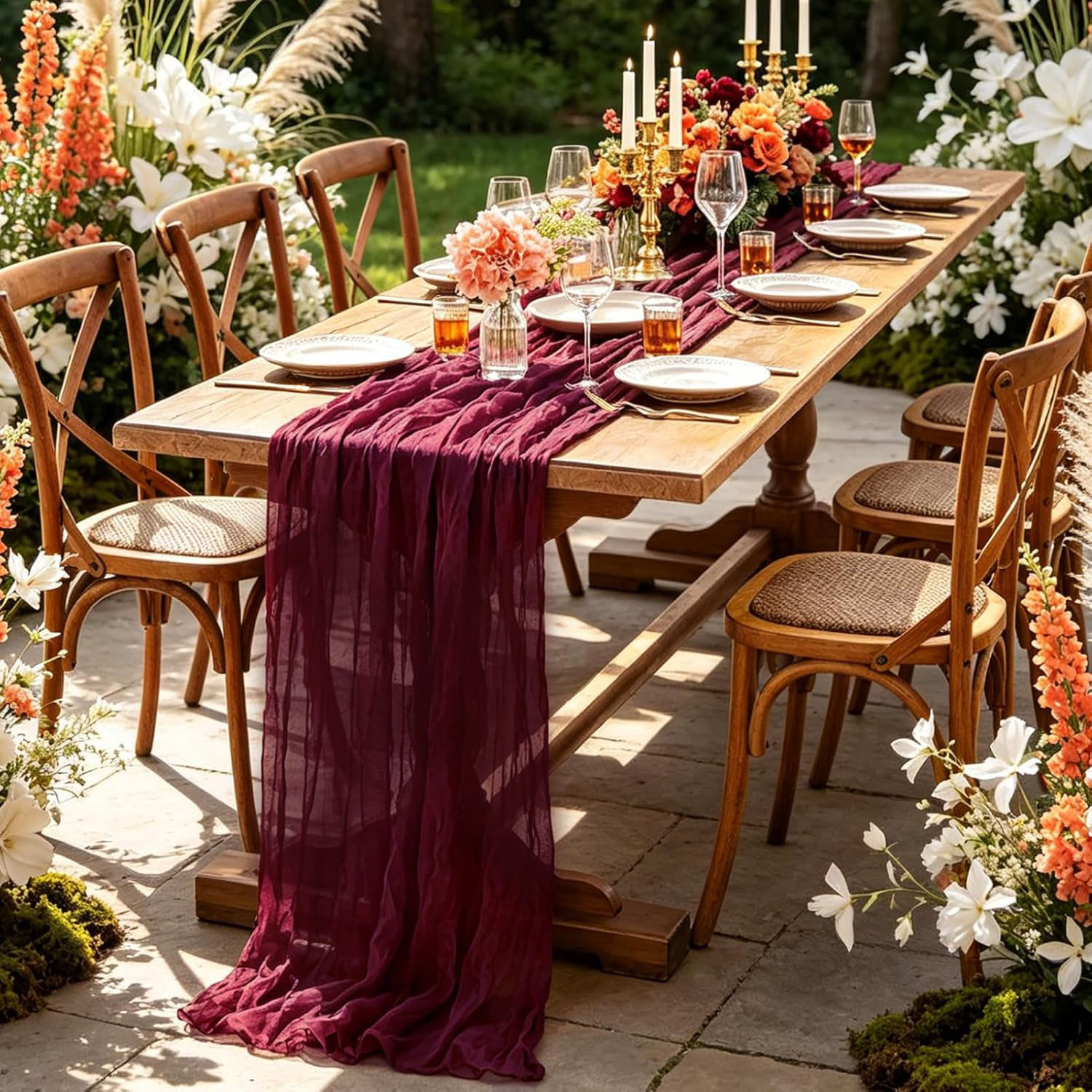 ผ้าปูโต๊ะผ้าชีสคลอธ 10 ชิ้น สำ - Linen Table Runner บทวิจารณ์และราคา