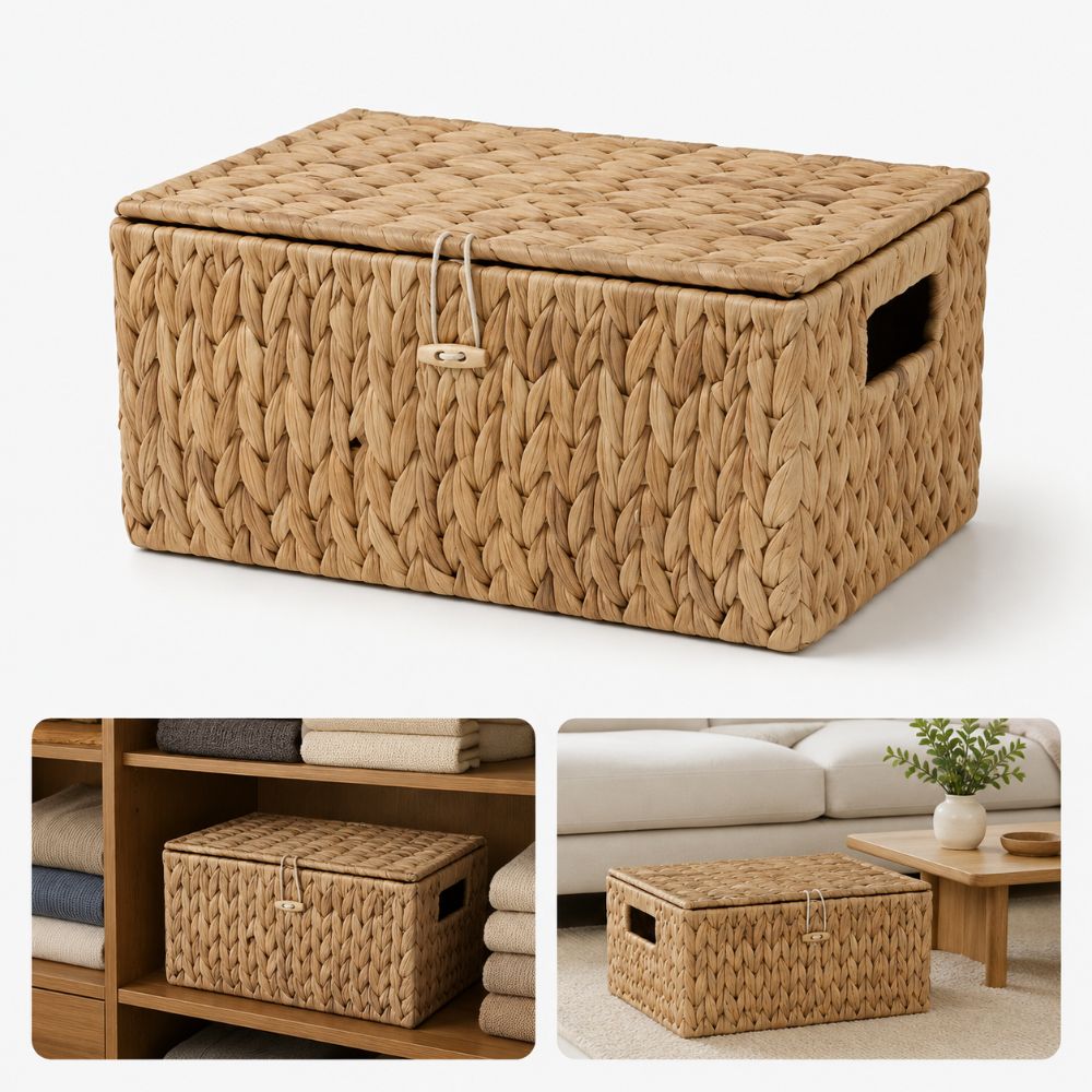 ตะกร้าเก็บของสานจากผักตบชวา ทร - Rattan Plant Basket บทวิจารณ์และราคา