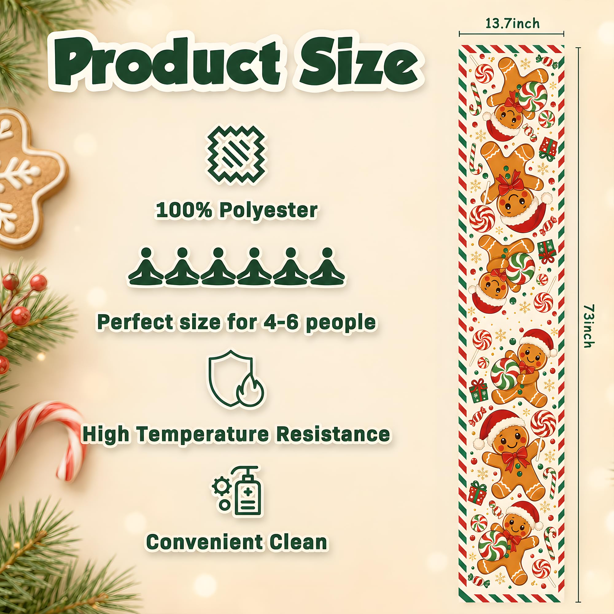ผ้าปูโต๊ะลายขนมปังขิงคริสต์มาส - Linen Table Runner บทวิจารณ์และราคา