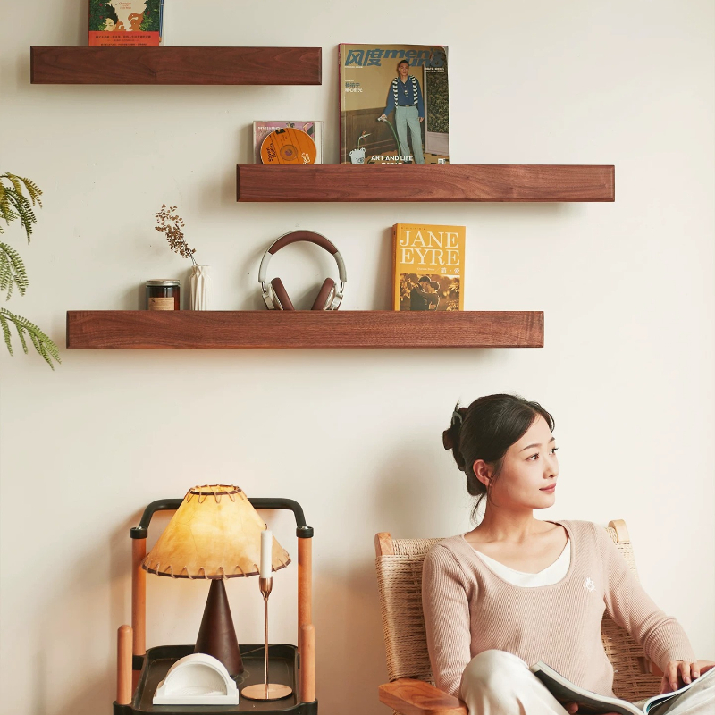 ชั้นวางของติดผนังไม้จริงวอลนัท - Home Decor Magazine บทวิจารณ์และราคา