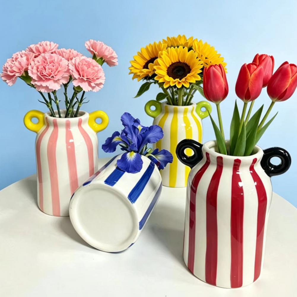 แจกันดอกไม้ลายทางเซรามิกพร้อมห - Pampas Grass Decor บทวิจารณ์และราคา