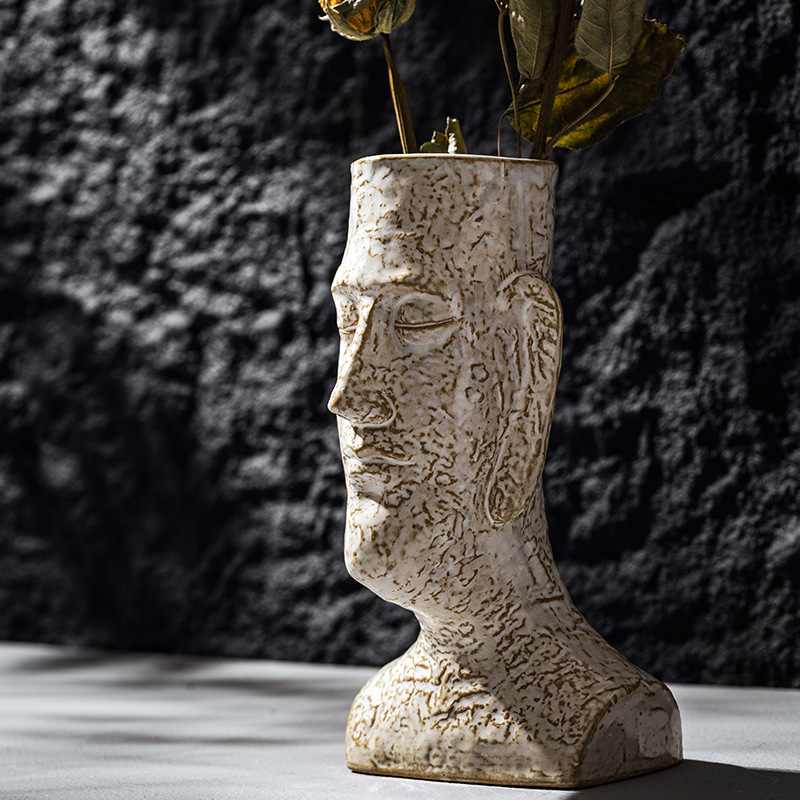 Capiron moai แจกันรูปแกะสลักเซ - Pampas Grass Decor บทวิจารณ์และราคา